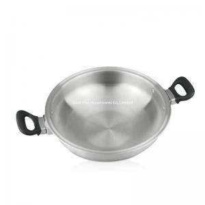 Cheap Custom design 304 try-ply stainless steel wok pan double ear wok all clad cookware set on TV shopping wholesale