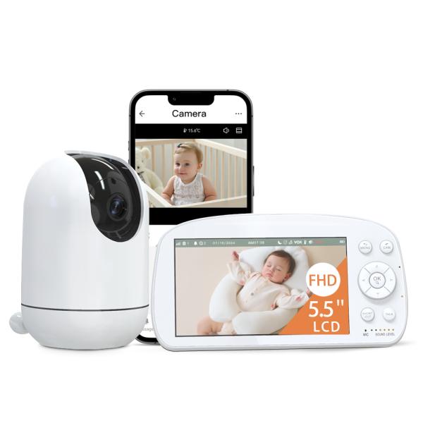 5.5 Inch 1080P Baby Monitor with Cry Detection and Night Vision