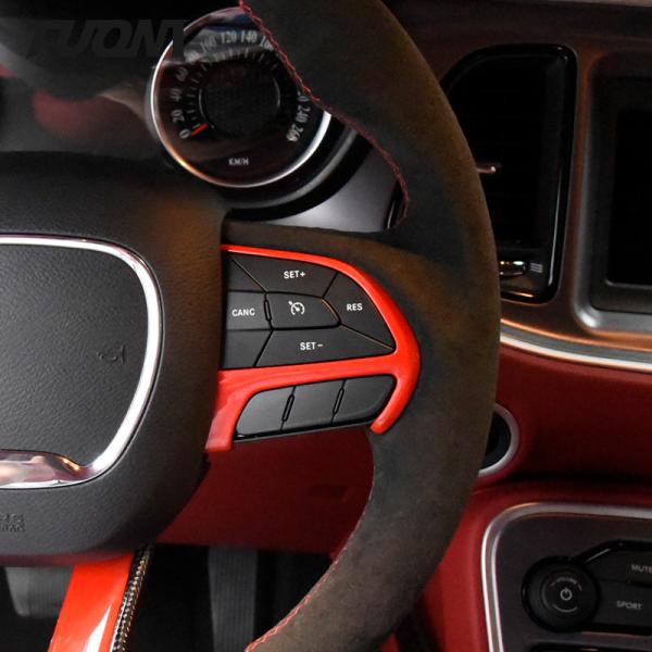 380mm Red Black Dodge Ram Leather Steering Wheel Carbon Fiber OEM