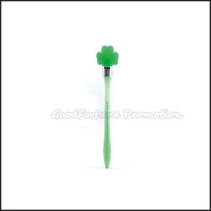 Cheap Printed Logo Ballpoint Pen Led Light Clover Shape Ballpoint Pen wholesale