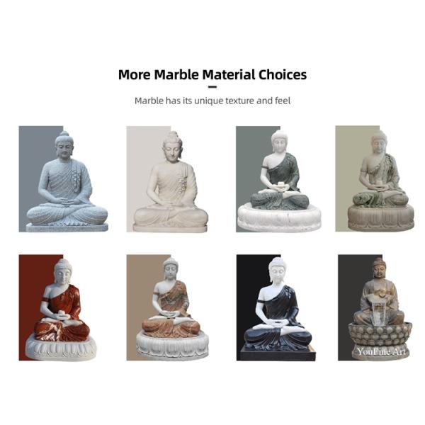 Outdoor Natural Stone White Life Size Buddha Marble Statue for Sale