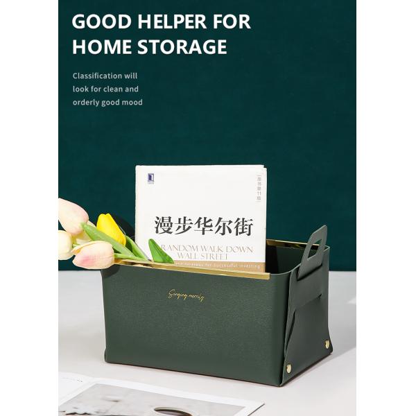 Convenience Stores Foldable Clothing Leather Basket Storage Box Desk Organizer with Handle