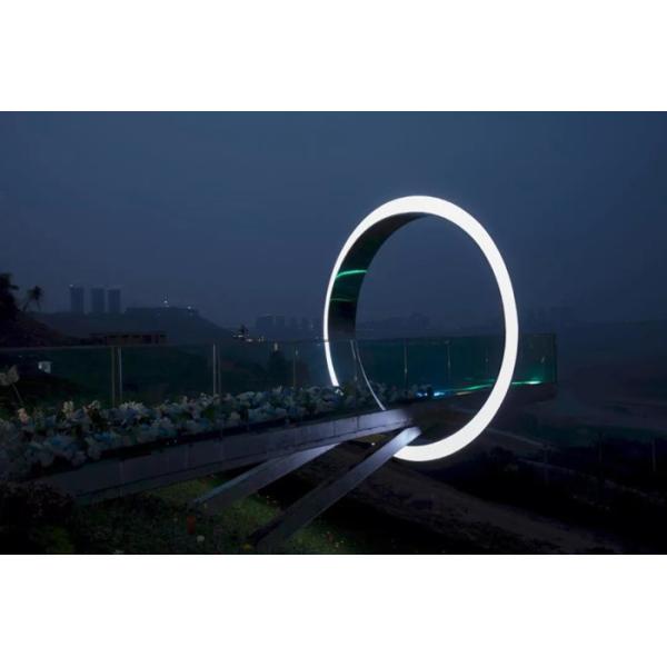 Circle Moon Gate Outdoor Garden Sculptures Polished Stainless steel Customized
