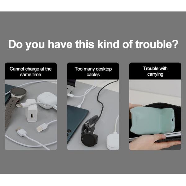 10W Foldable Wireless Charging Station for Smartphones Earbuds Apple Watch Overcharge Protection White/Black