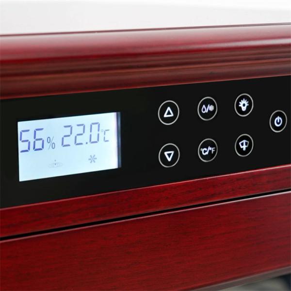 Touchscreen Lockable Glass Door Brown Wood Cabinet Cigar Cooler Humidor