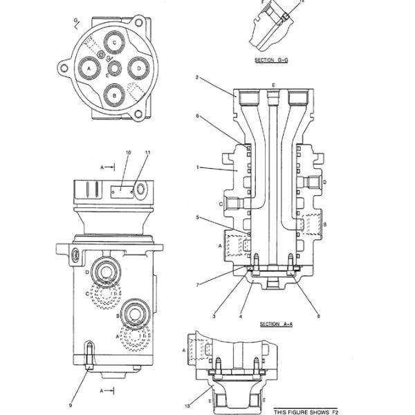 KOBELCO Excavator SK200-6E Rotary Joint Assembly YN55V00037F1/YN55V00037F2