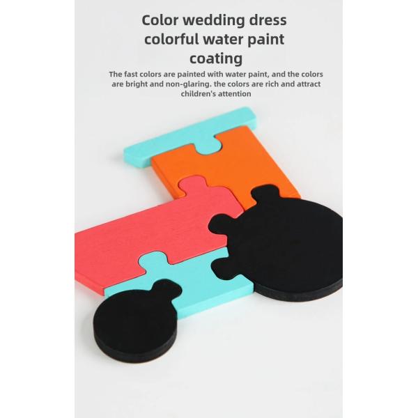 Cartoon Laser Cut 3d Wood Anime Puzzle Children Educational 3d Traffic Shape Matching Animal Puzzle Toy