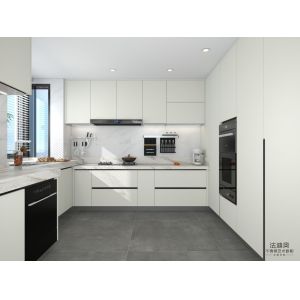 China White Elegance Kitchen Cabinets With High-Low Sintered Stone Countertops on sale