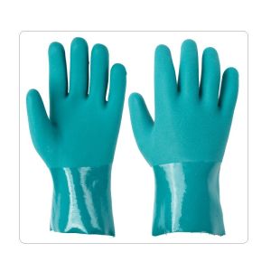Cheap Large Hands Green PVC Cotton Chemical Resistant Gloves wholesale