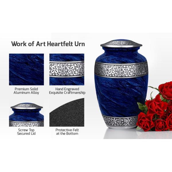 large size urn funeral human ashes memorial cremation aluminum adult honor handcrafted vase decor