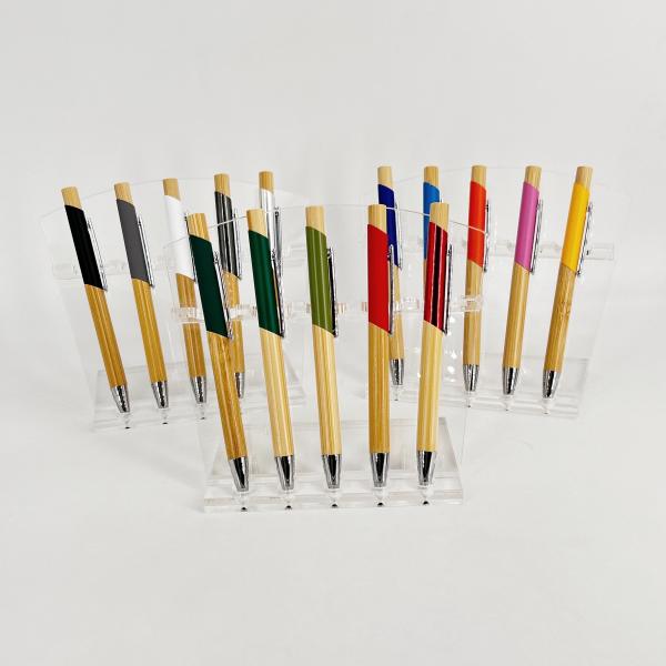 Environmental Multi Color Press Type Bamboo Ball Pen Printing Logo Click Ballpoint Pen