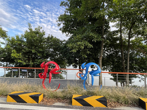 Ride Bicycle Painting Outdoor Garden Sculptures Art Metal Colorful