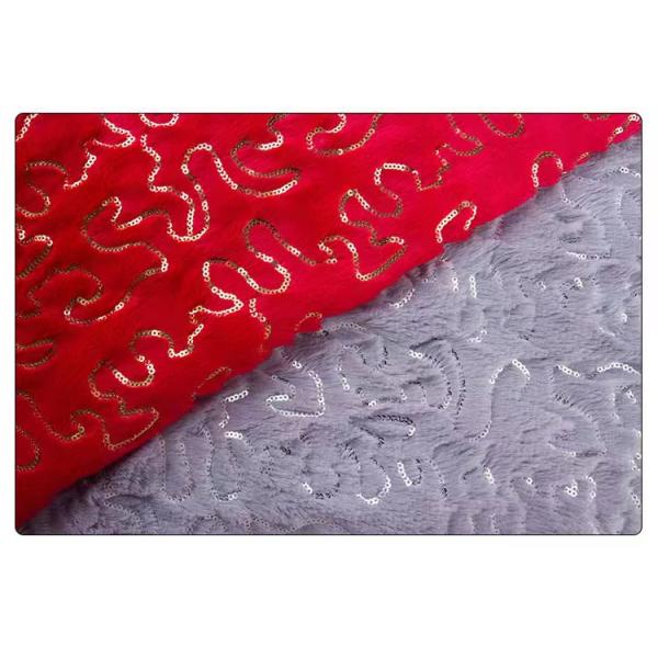 DDP Free Sample Textiles Best Design Reversible Gold Sequin Red/Pink/Grey Velvet Fabric Wholesale