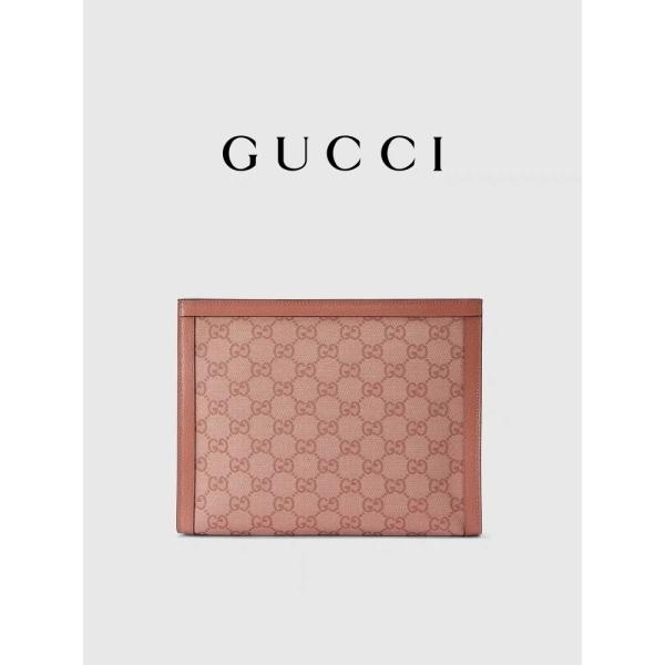 Mini Pink Canvas Leather Ophidia Gucci Clutch Pouch With Zip Closure