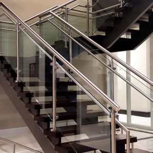 Cheap Modern Clear Silver Glass and Stainless Steel Handrail wholesale