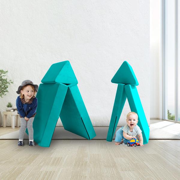 CertiPur-US Velvet Fabric 6pcs Foam Play Couch For Toddlers