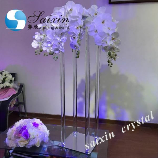 ZT-407 New Gold diamond stand with Hanging Crystal candles holder for wedding table top centerpiece