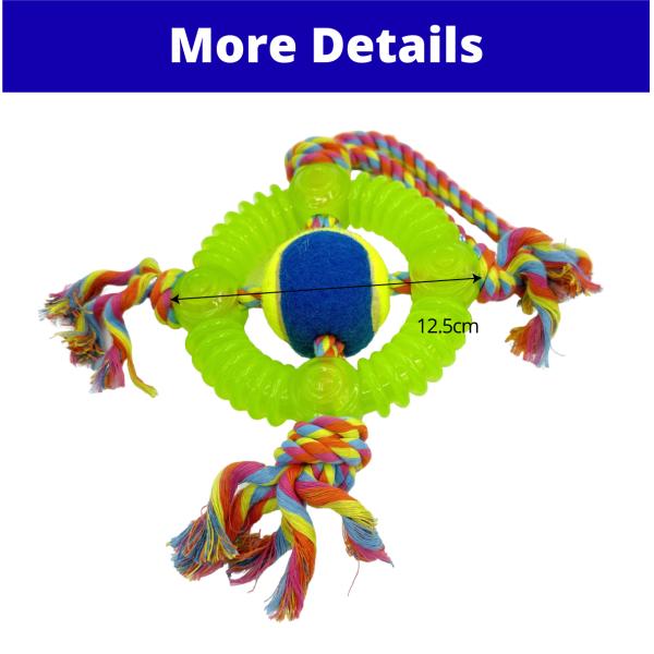 TPR Pet Tennis Ball Rope Dog Toy For Chewing Tugging And Fetching