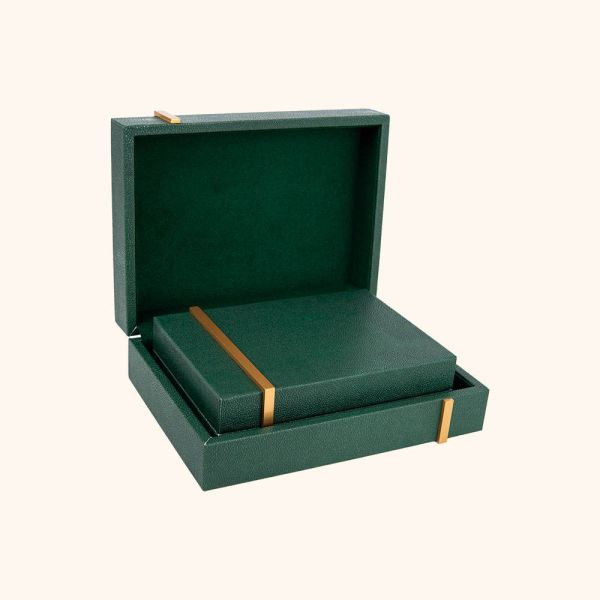 2 Pieces Leather Box High Grade Magnetic Flip MDF Wooden Box Flip Top Packaging Gift Boxes With SABER Certificate