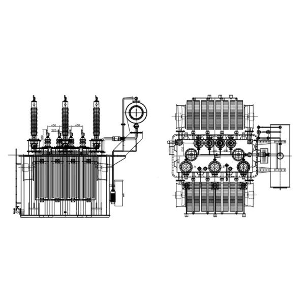 Power Three Phase Oil Immersed Transformer 110kV 320MVA Capacity