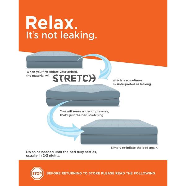 Outdoor Folding Household Air Mattress, Fiber-Tech Queen Size 10in Bed Height 600lb Weight Capacity – Pump Sold