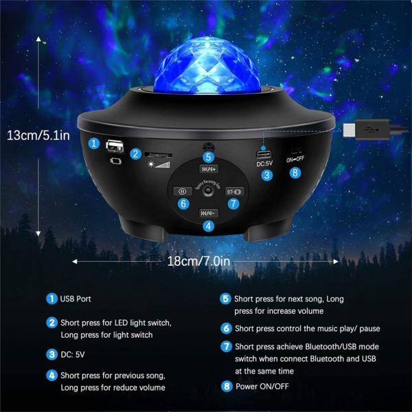 Led Star Galaxy Starry Sky Projector Night Light Built-in Bluetooth-Speaker For Bedroom Decoration Child Kids Birthday Present