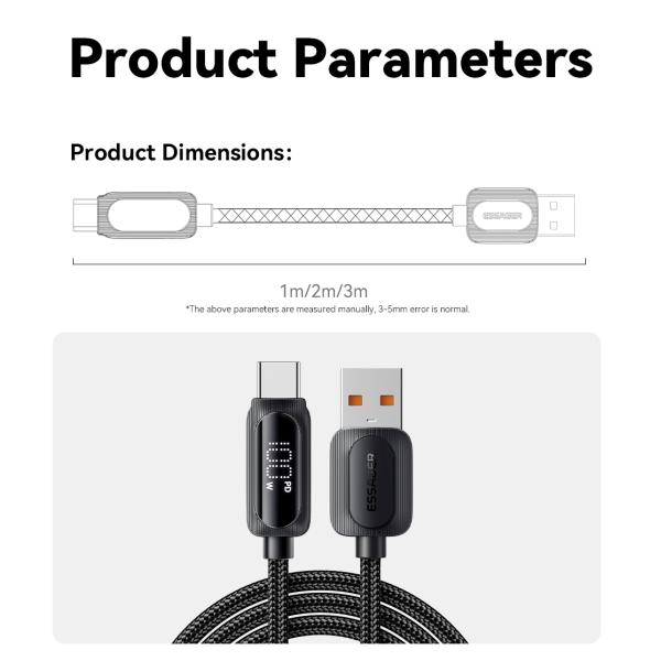 Cotton Yarn USB A To Type C Cable 100W ESSAGER ES-X57 Series