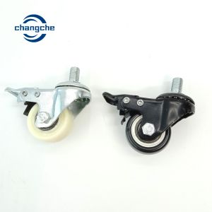 ODM Threaded PVC Furniture Castors Wheels With Brake