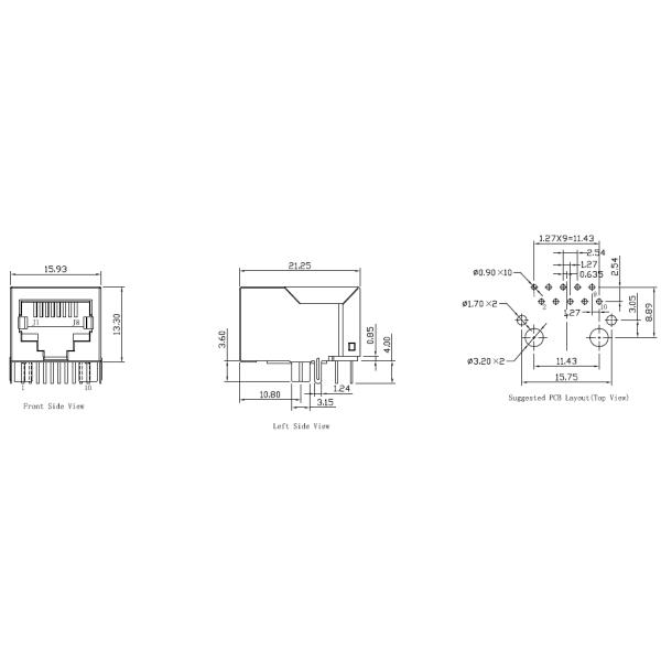 XFVOIP5U-C1-2MS 10/100 Base-T Rj45 Jack Connector LPJ4335DNL