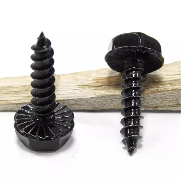 SS304 Cross Recessed Hex Head Self Tapping Roofing Screws Black Color Galvanized