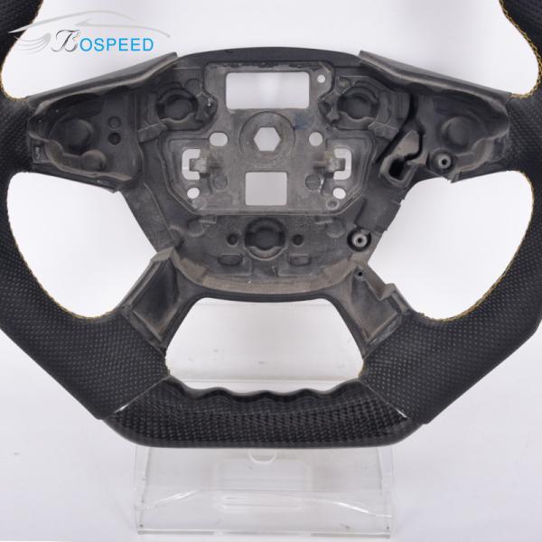 Yellow Stripe Ford Carbon Fiber Steering Wheel Black Leather 350mm