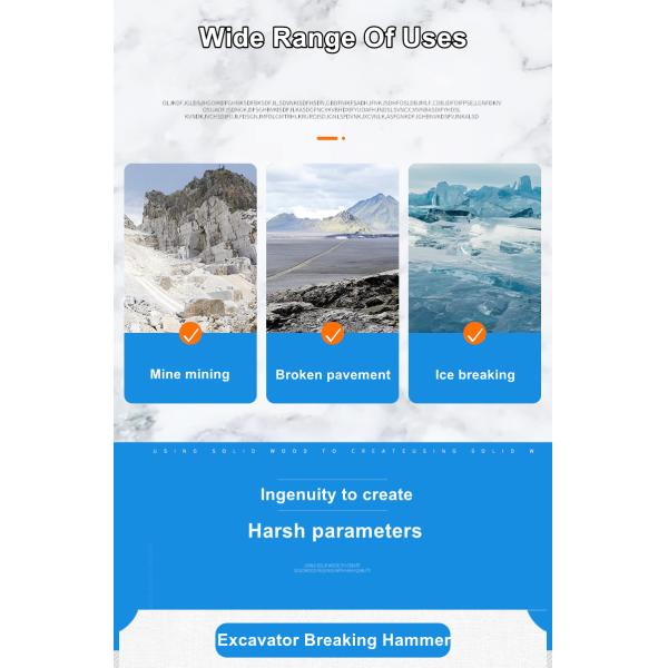 Mining Excavator Attachments Hydraulic Rock Breaker Stone Concrete Demolition