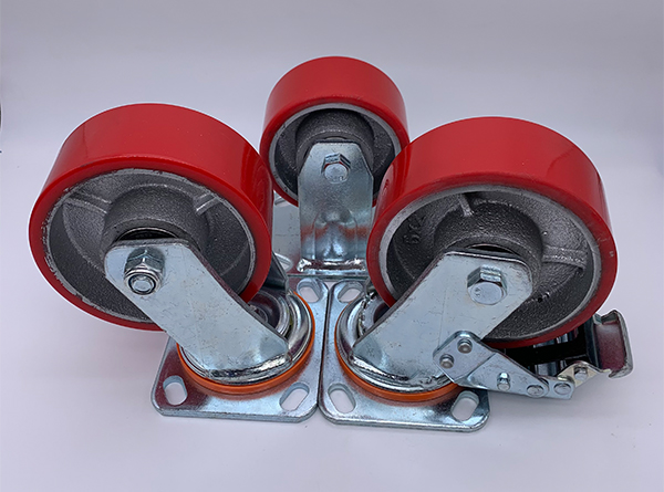 8 Inch Red Polyurethane on Steel Wheel Caster
