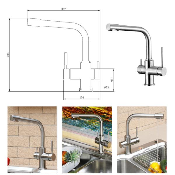 Stainless Steel Kitchen Sink Faucet With 3 Ways Precision Casting Technology