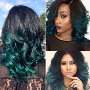 China Ombre Peruvian Human Hair Bundles With Closure 1B/Green Peruvian Body Wave Ombre Human Hair Weave With Closure on sale