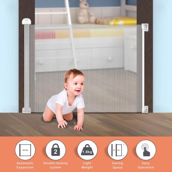 Retractable Pet Baby Safety Sliding Gate Adjustable Baby Gate Automatic Rebound