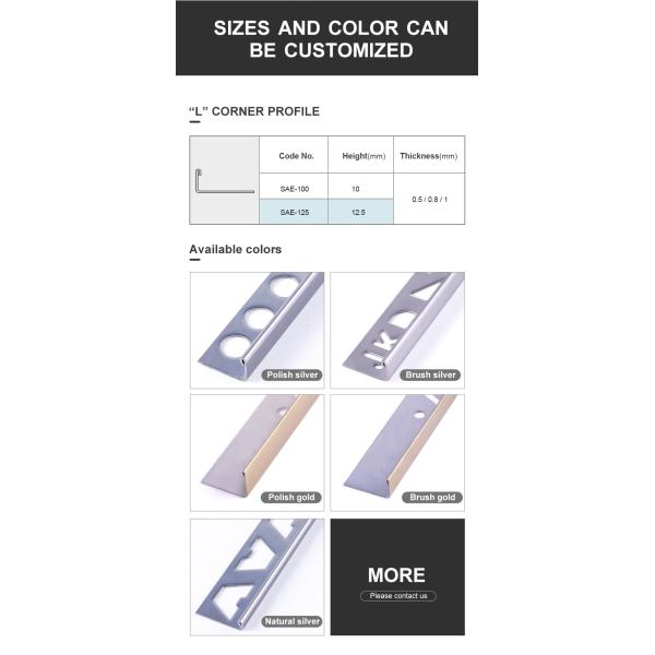 China factory Direct sales price L shape type protective edge stainless steel tile trim corners