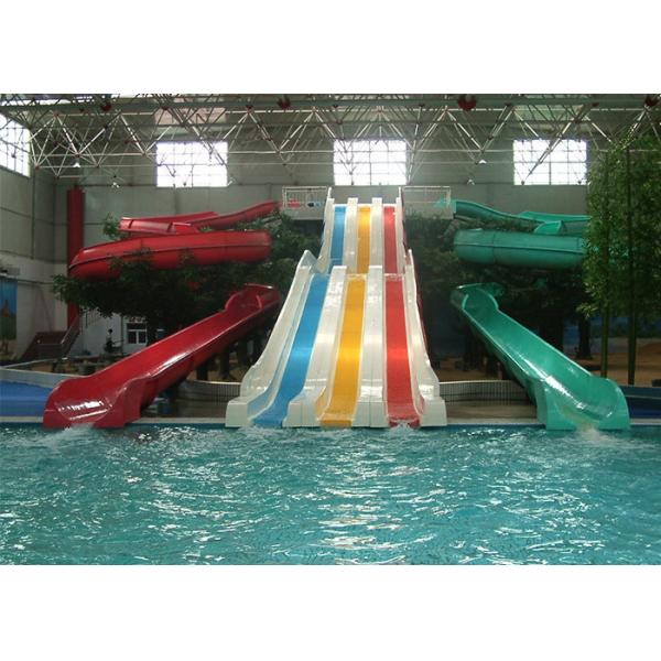 Fiberglass Colorful Water Slide Outdoor Long Multi Lane For Racing