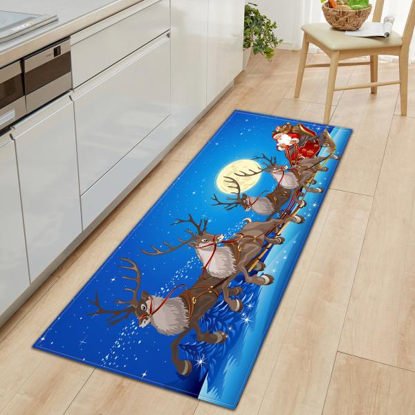 Christmas Deer Waterproof Kitchen Runner Long Strip Anti Fatigue Floor Mat