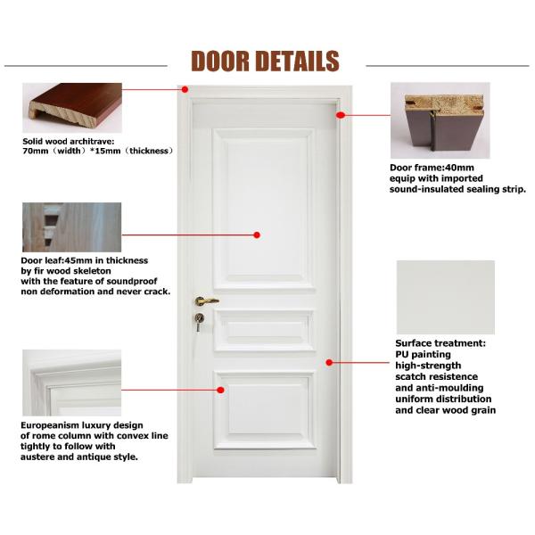86cm Width White Solid Wood Shaker Interior Doors PU Painting For Church
