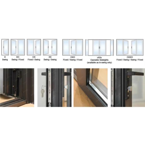 Interior / Exterior Aluminum Casement Doors French Single Hinged Aluminium Doors