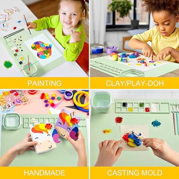 OEM Food Grade Art Painting Tools Silicone Craft Mat With Cup For Kids Student