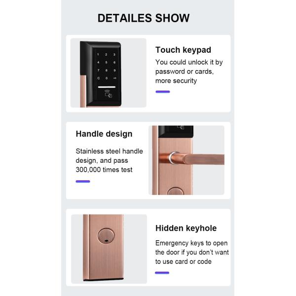 SUS304 Electronic Keyless Door Locks 350×78mm Smart Password DC6V