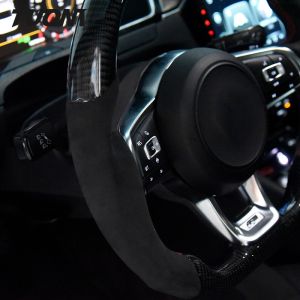 350mm Volkswagen Steering Wheel Carbon Fiber Black PU Leather