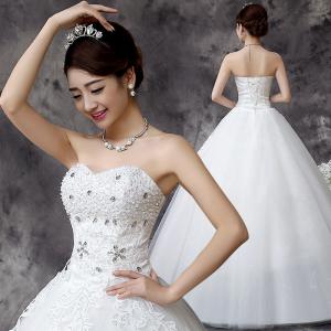 Cheap Spring Hot Sale Beading Princess Waist Bra Lace Flower Shoulder Wholesale Wedding Dress wholesale