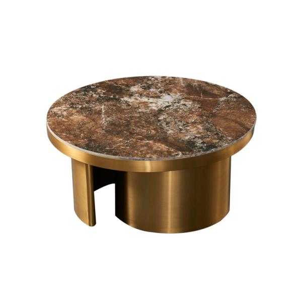 Gold Titanium Ceramic Marble Nordic Coffee Table round Minimalist