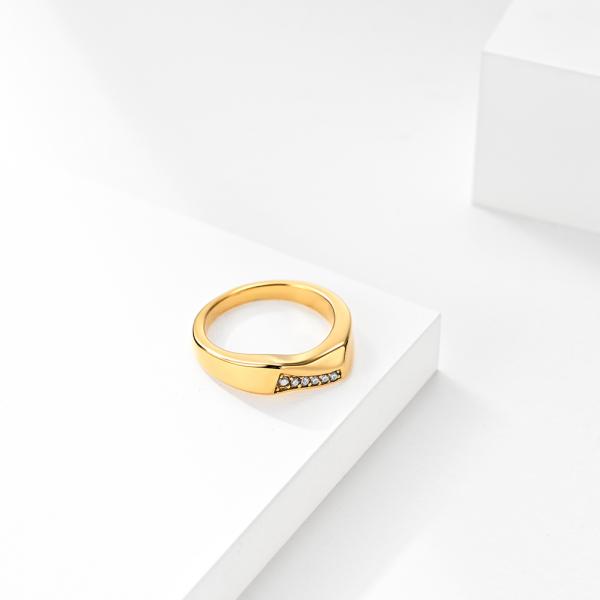 Gold Plated 316 Stainless Steel Ring Jewelry Men Stainless Steel Diamond Ring