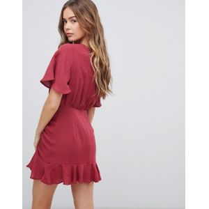 custom make short sleeve plain red girls mini dress