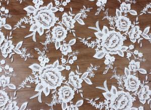 Cheap Mesh Embroidery   Fabric  Fashion  Lace for Bridal Dress Black Ivory Double Color wholesale