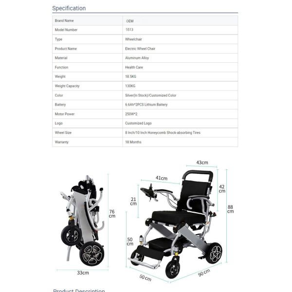 4.5km/Hr Medical Transport Wheelchair Aluminum Customized For Homecare